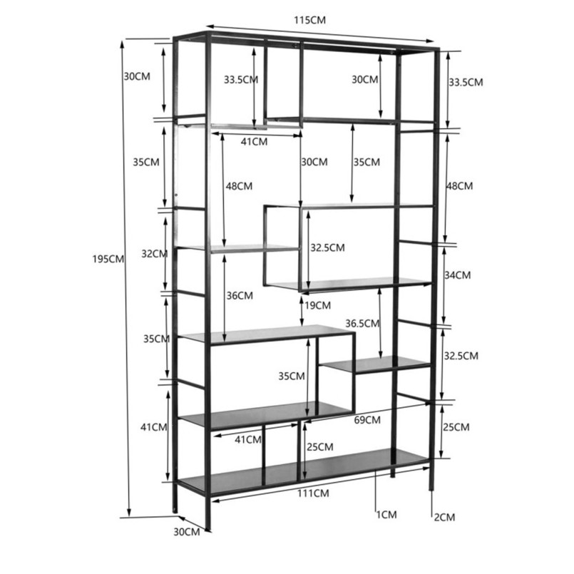 Etagère Loft doré 195x115