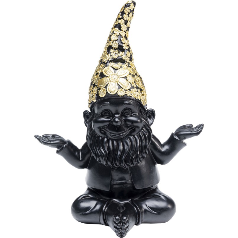 Figurine décorative Nain Meditation noir-doré 19
