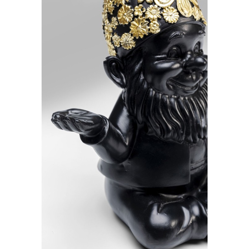 Figurine décorative Nain Meditation noir-doré 19