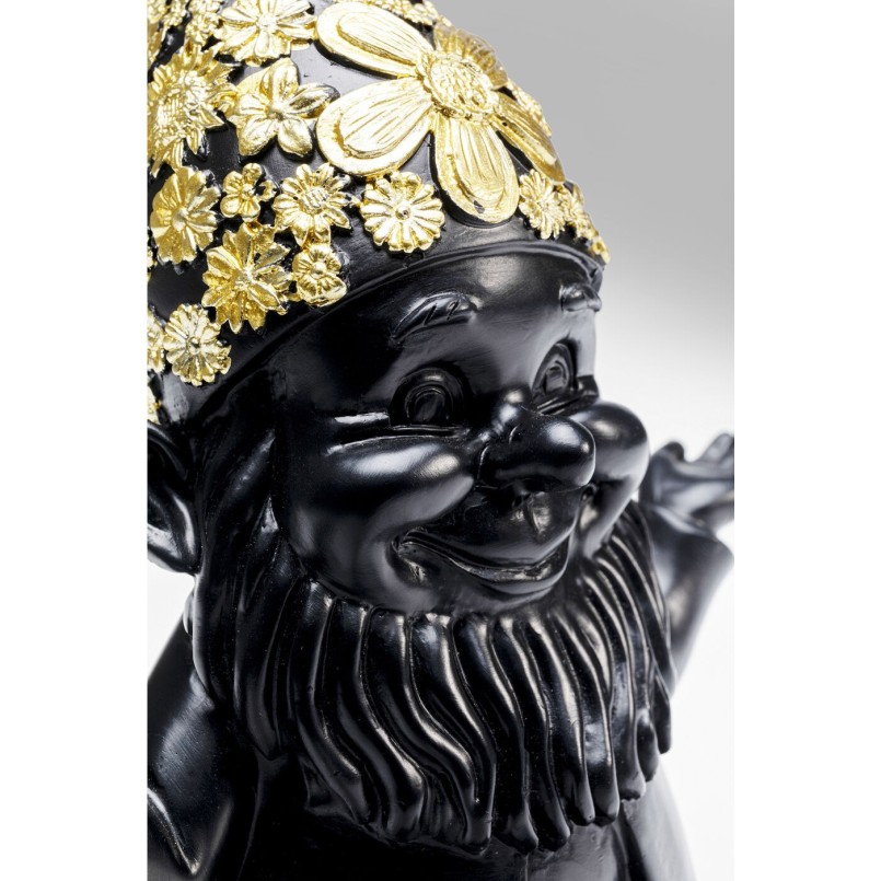 Figurine décorative Nain Meditation noir-doré 19