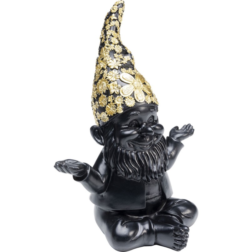 Figurine décorative Nain Meditation noir-doré 19