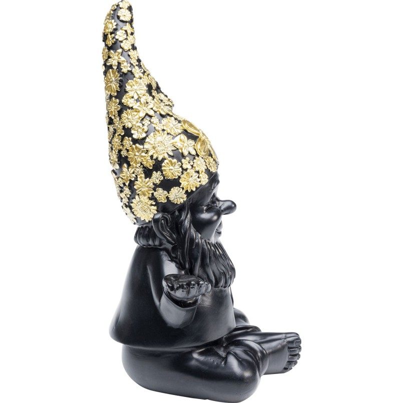Figurine décorative Nain Meditation noir-doré 19