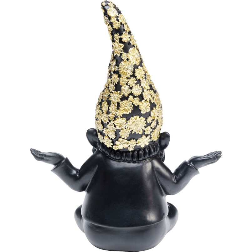 Figurine décorative Nain Meditation noir-doré 19
