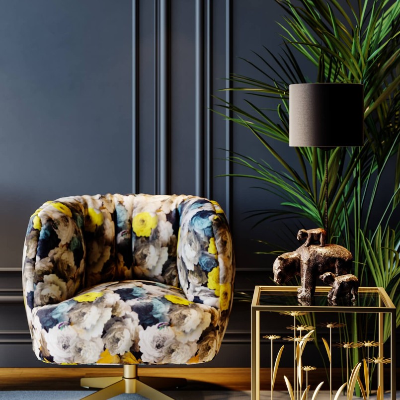 Fauteuil pivotant Peony jaune