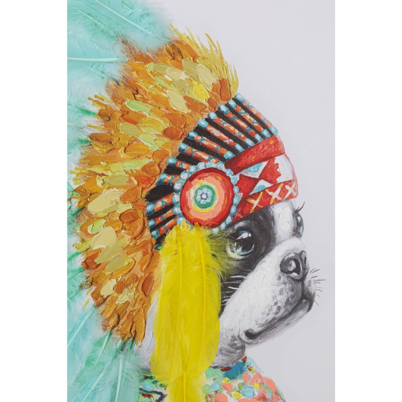 Tableau sur toile Headdress Dog 80x80cm