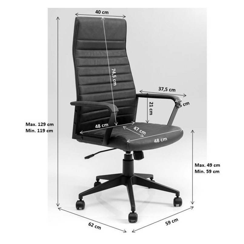 Chaise de bureau Labora pebble haut dossier