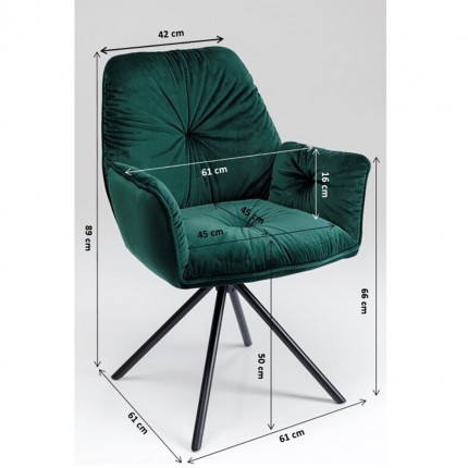 Swivel Chair with armrests Mila Green Kare Design