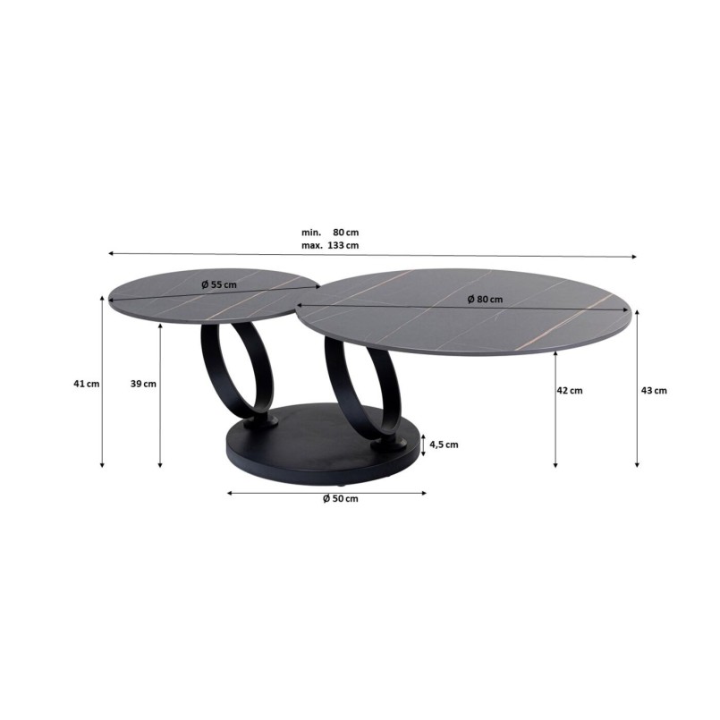 Table basse Beverly noir 133x80cm