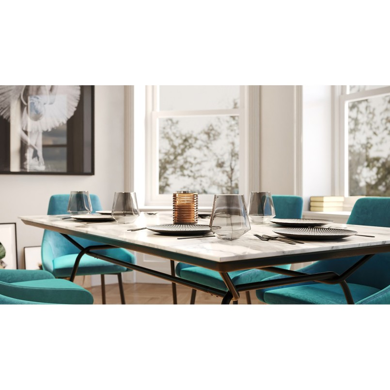 Chaise East Side velours bleu pétrole Kare Design