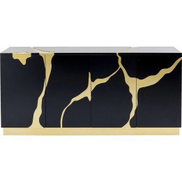 Buffet Cracked noir doré 165x80cm