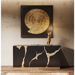 Buffet Cracked noir doré 165x80cm