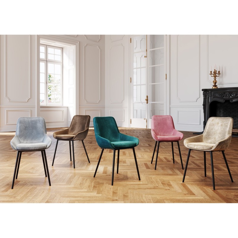 Chaise East Side velours bleu pétrole Kare Design