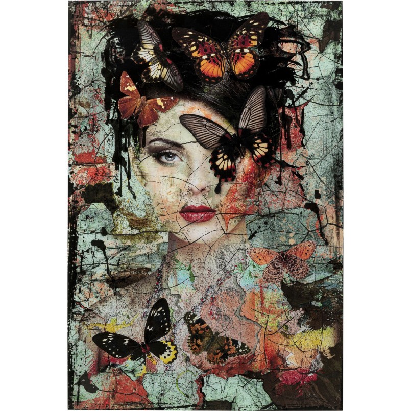 Tableau en verre Lady Butterfly 100x150cm
