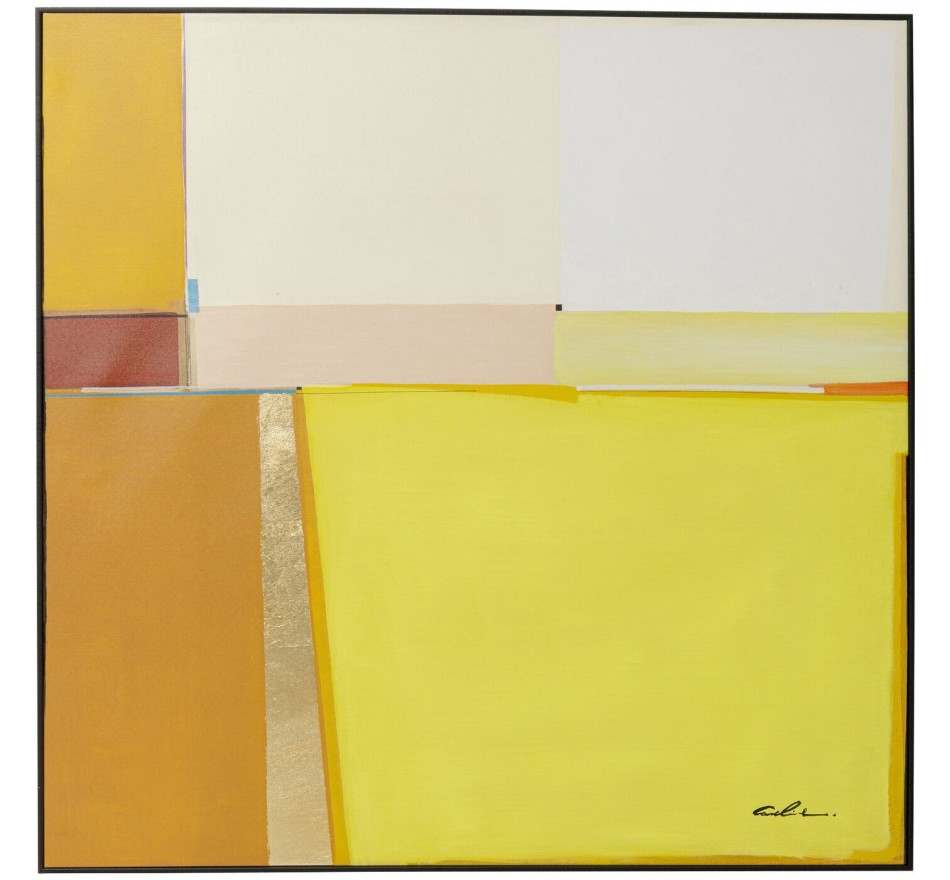 Framed Painting Abstract Shapes Yellow 113x113cm Kare Design Framed Painting Abstract Shapes Yellow 113x113cm Kare Design