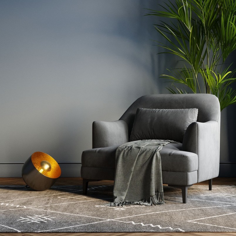 Lampe de sol Apollon Smooth noir Ø28cm
