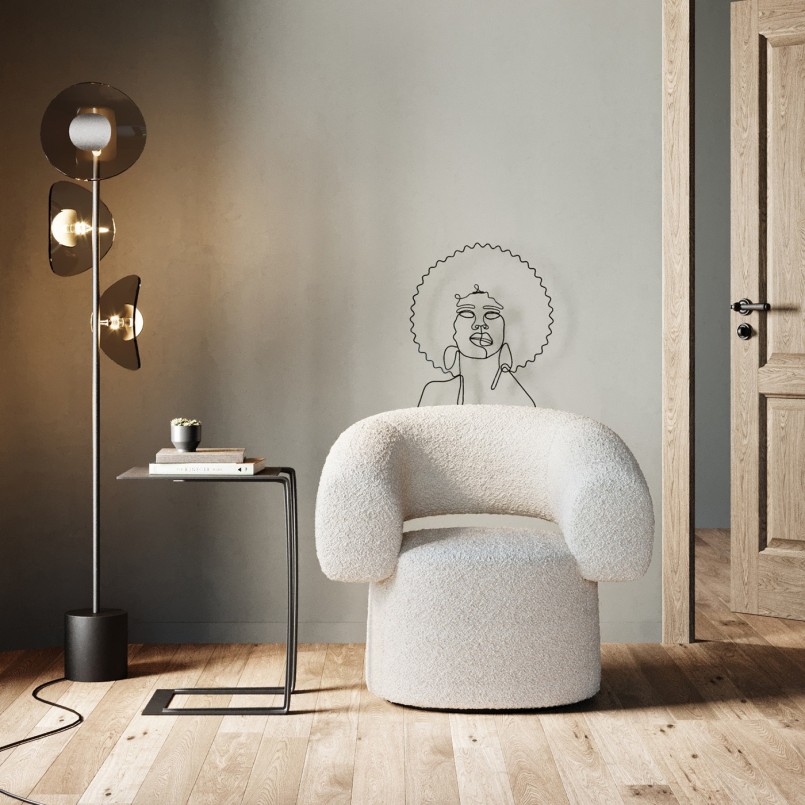 Fauteuil pivotant Maye crème