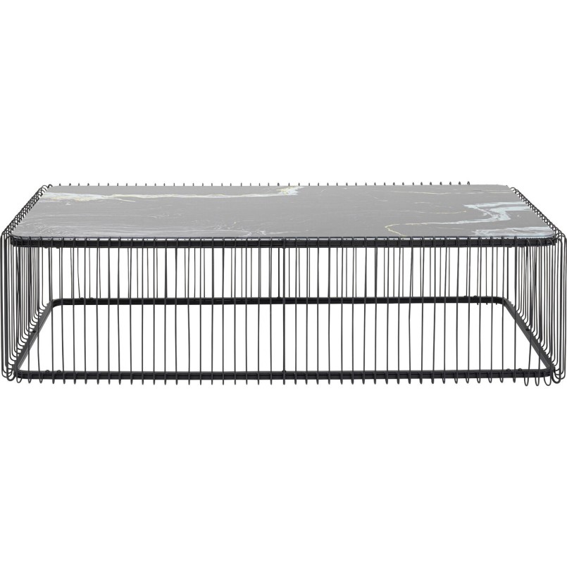 Table basse Wire verre marbre noir 145x70cm