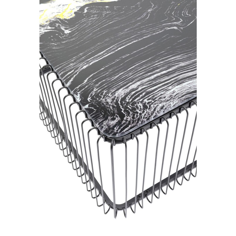 Table basse Wire verre marbre noir 145x70cm