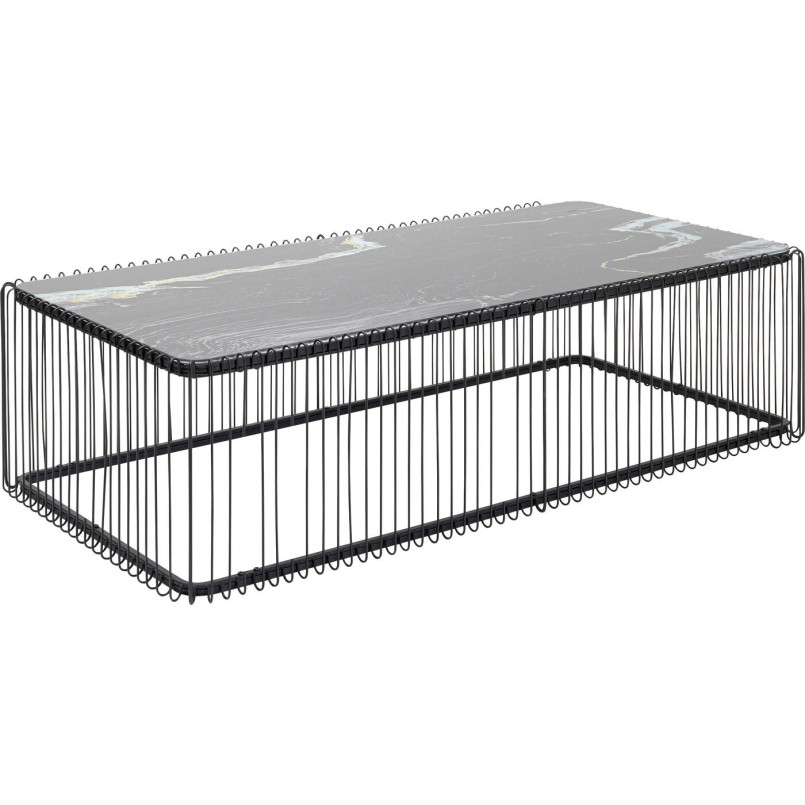 Table basse Wire verre marbre noir 145x70cm