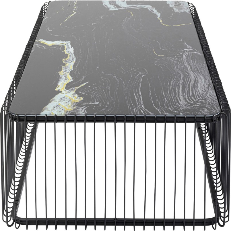 Table basse Wire verre marbre noir 145x70cm