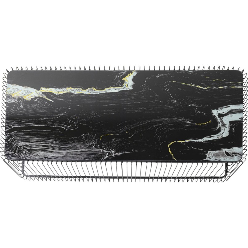 Table basse Wire verre marbre noir 145x70cm