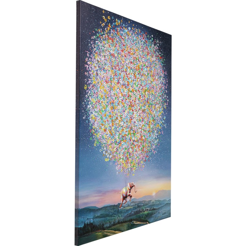 Tableau sur toîle Flying Elephant At Night 120x160