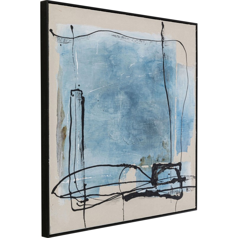 Tableau encadré Dust bleu 100x100cm