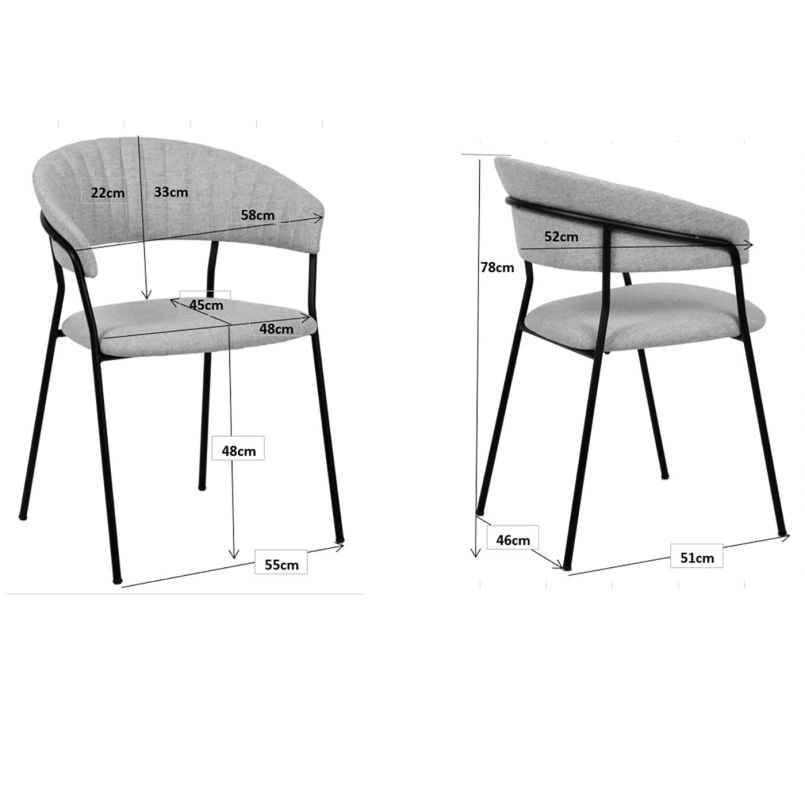 Chaise a./acc. Belle crème (2/set)