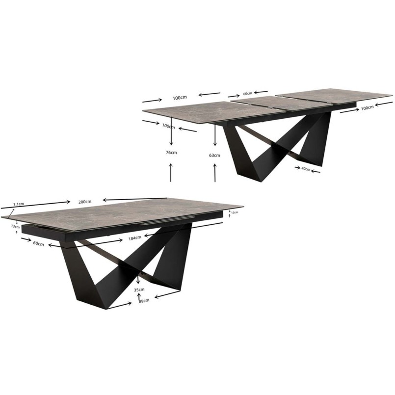 Table à rallonges Connesso 200(+60)x100cm