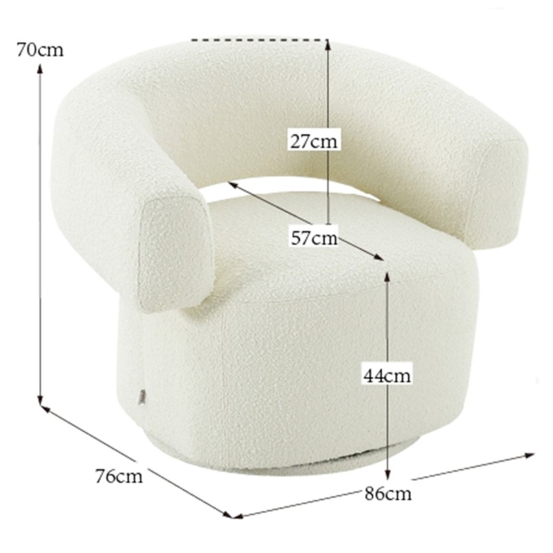 Fauteuil pivotant Maye crème