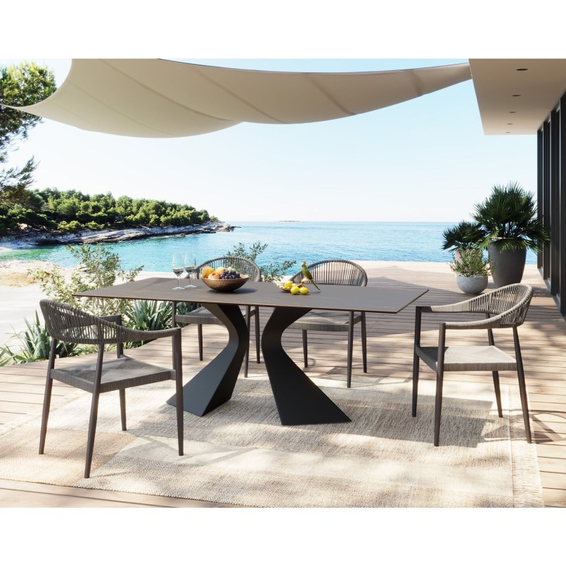 Table Gloria Outdoor Ceramic noir 180x90cm