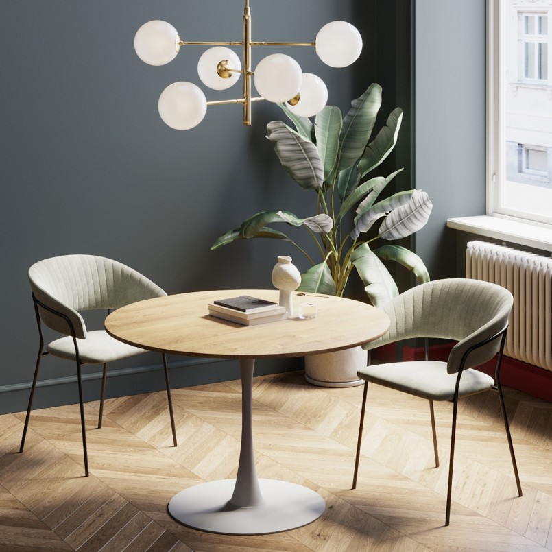 Table Schickeria look chêne blanc Ø110cm