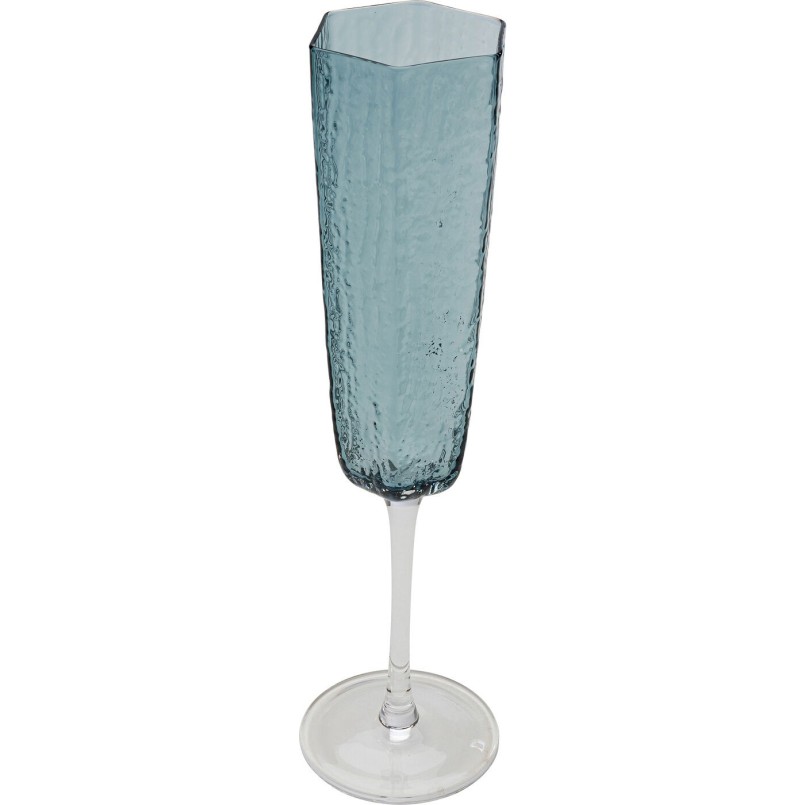 Verre à champagne Cascata bleu