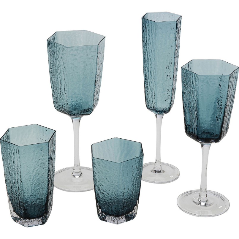 Verre à champagne Cascata bleu