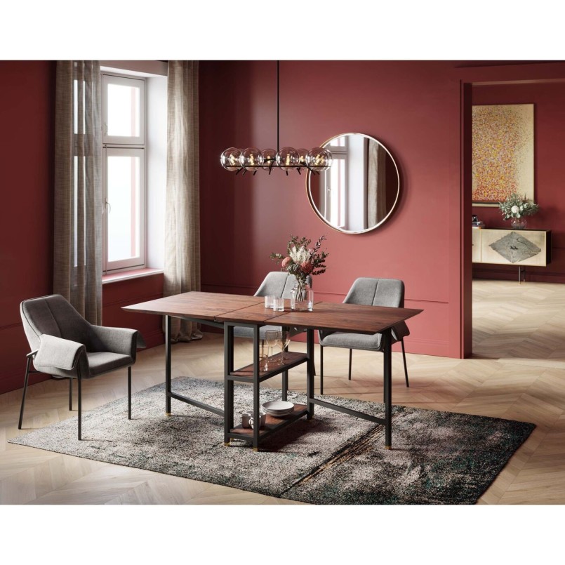 Stoel met armleuningen in grijze geweven stof - Bess - Kare Design