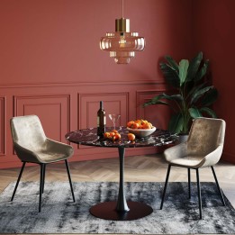 110 cm ronde zwarte tafel in mineraalmarmer - Veneto - Kare Design