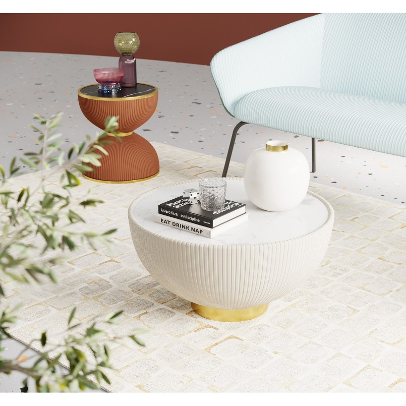 Retro oranje, zwart en gouden bijzettafeltje - Endless Vegas - Kare Design