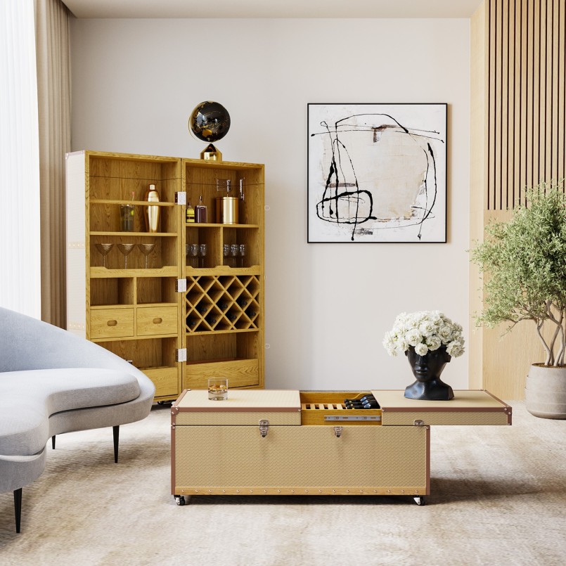 Wit, taupe en zwart abstract canvas - Dust - Kare Design