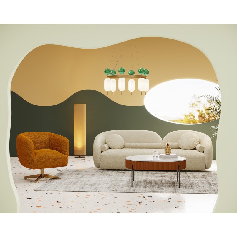 Retro sofa in cream fabric - Kelly - Kare Design