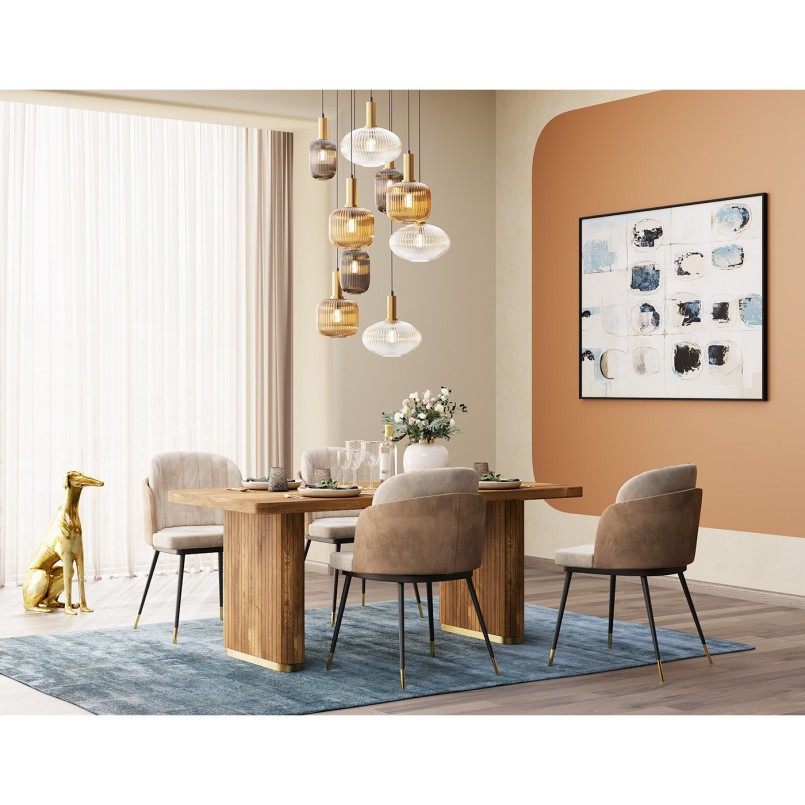Retro stoel in beige fluweel - Hojas - Kare Design