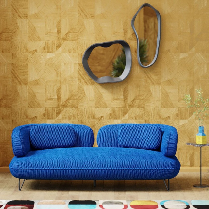Blauwe retro bank - Peppo - Kare Design