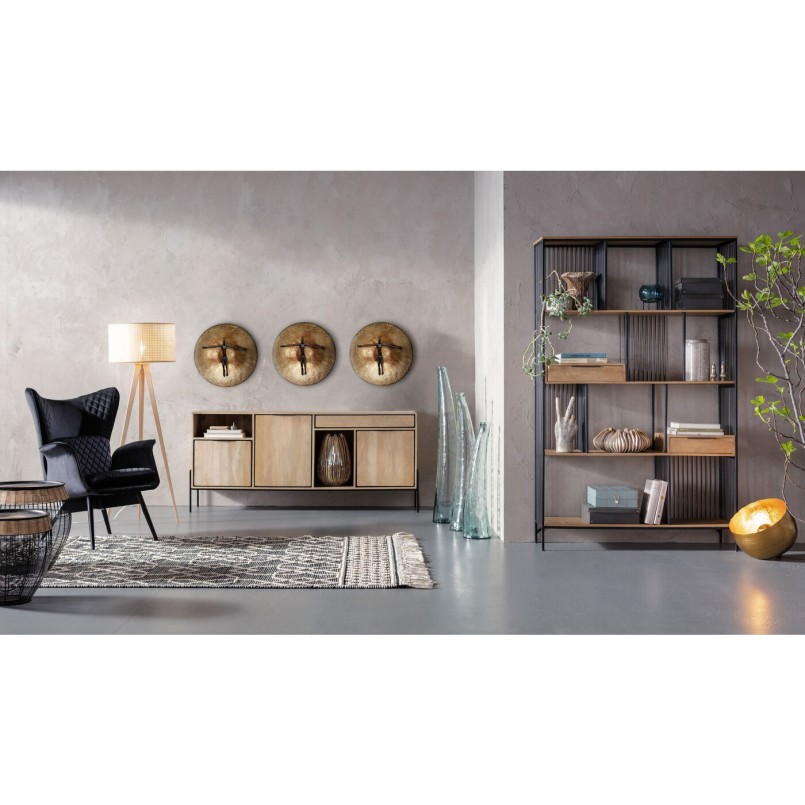 Gouden wanddecoratie met zwarte langwerpige figuur - Umano - Kare Design
