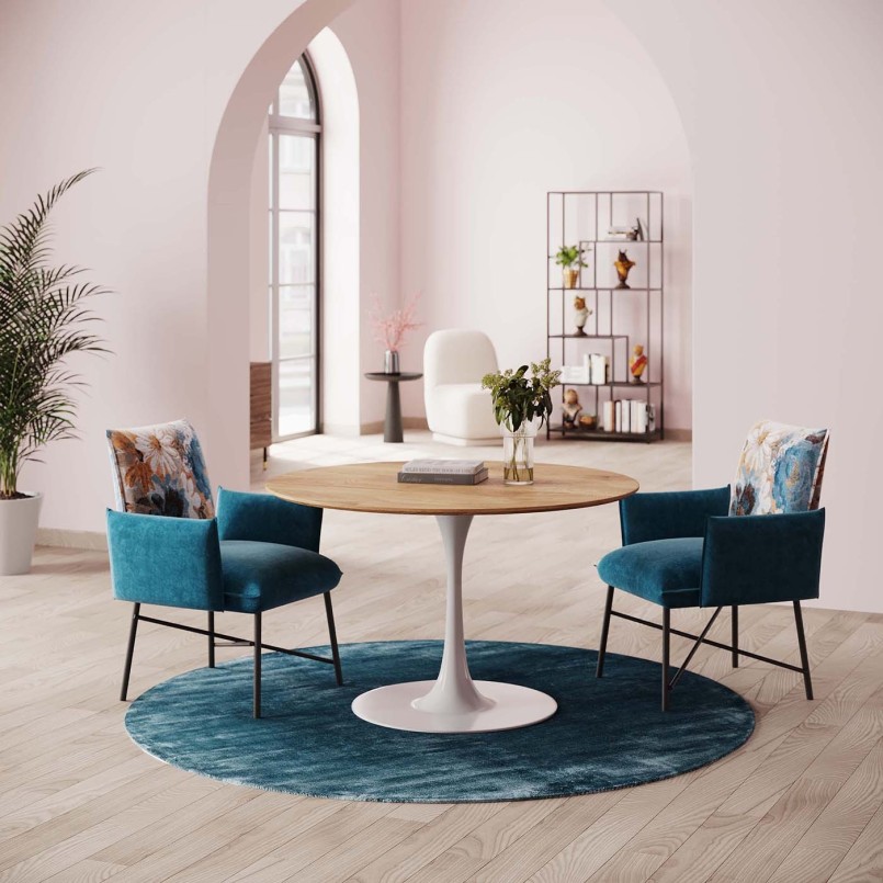 Donkerblauw rond tapijt - Gezellig - Kare Design