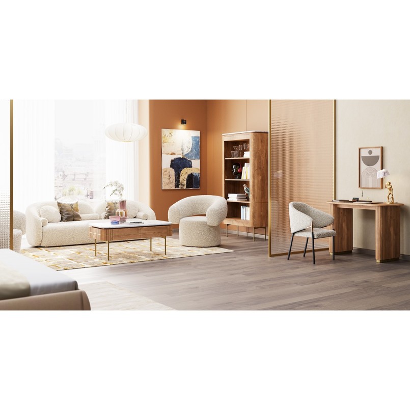 Draaibare fauteuil in crème stof - Maye - Kare Design