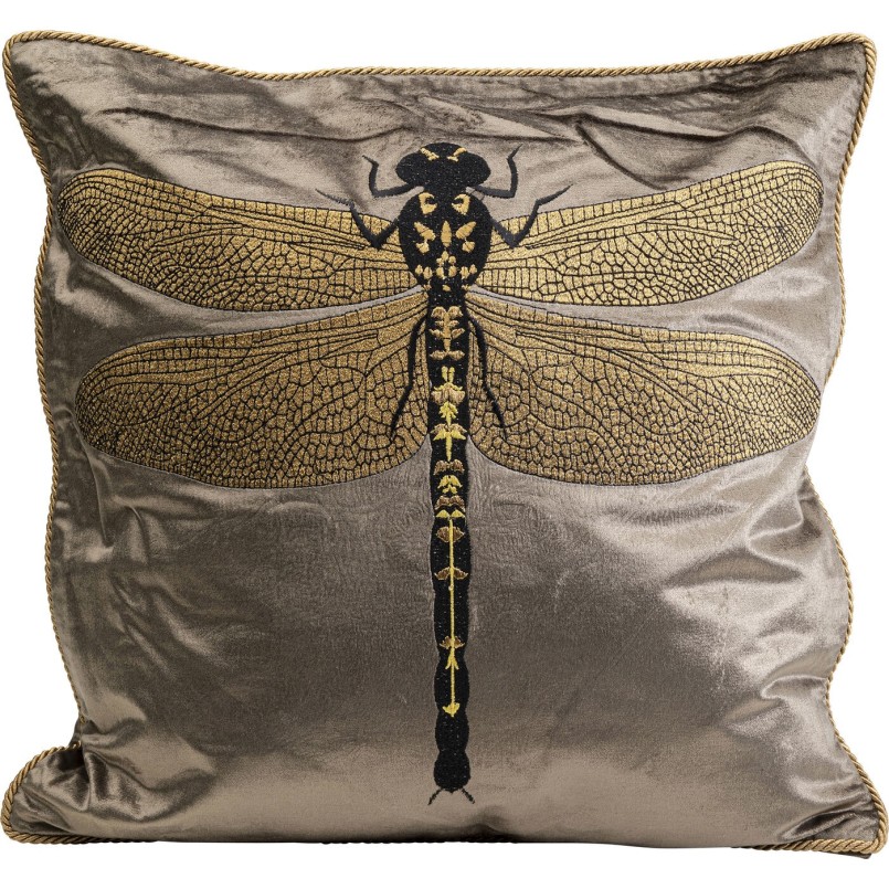 Coussin Glitter Dragenfly marron 40x40cm