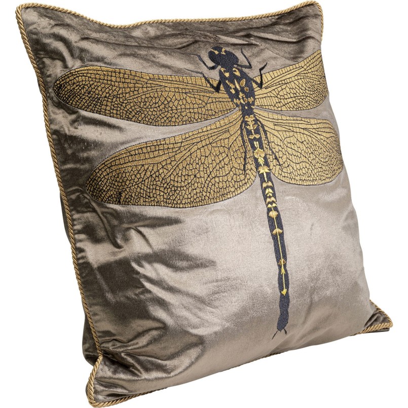 Coussin Glitter Dragenfly marron 40x40cm