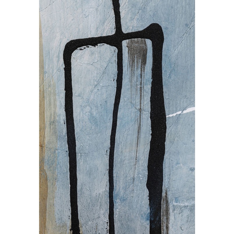 Blauw en beige abstract canvas - Stof - Kare Design