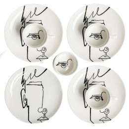 Zwart-witte mokken met abstract gezicht voor mannen - Viso - Kare Design