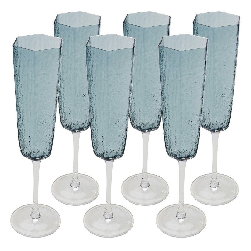 Blauw glazen champagneglazen - Cascata - Kare Design