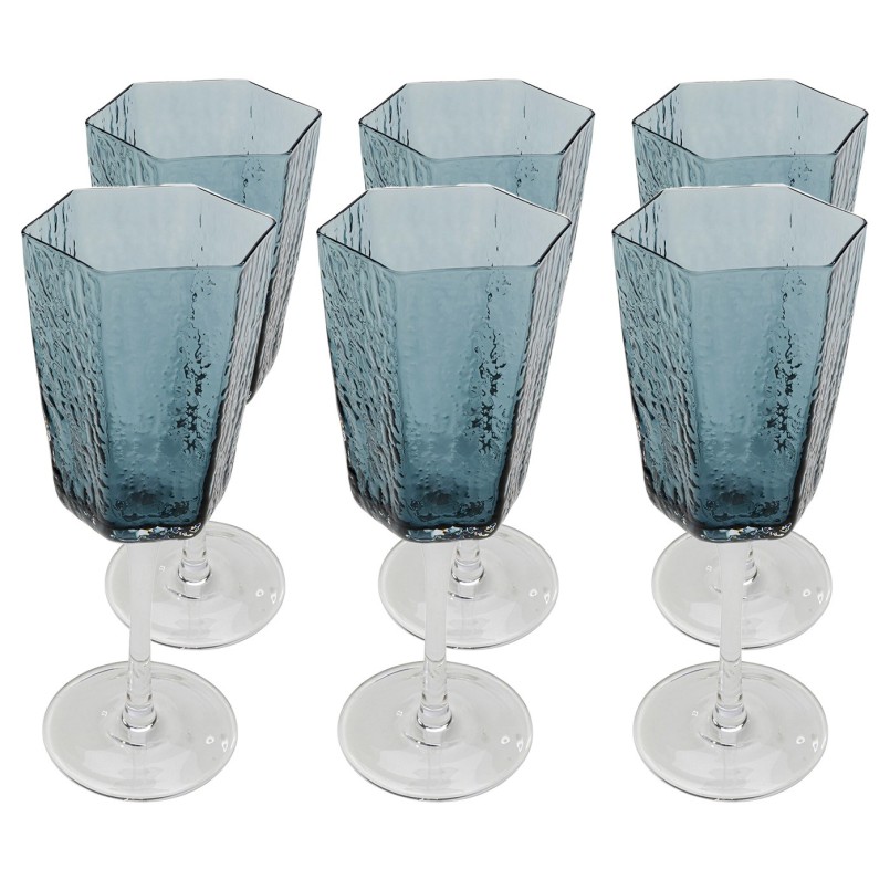Blue glass wine glasses - Cascata - Kare Design